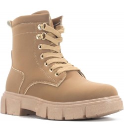 Combat Boots for Women, Platform Boots with Chunky Block Heels, Womens High Tops Boots Tan $19.60 Boots