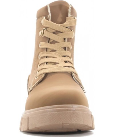 Combat Boots for Women, Platform Boots with Chunky Block Heels, Womens High Tops Boots Tan $19.60 Boots