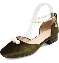 Women Elegant Sandals Pumps with Low Block Heel and Beaded Green $27.72 Sandals