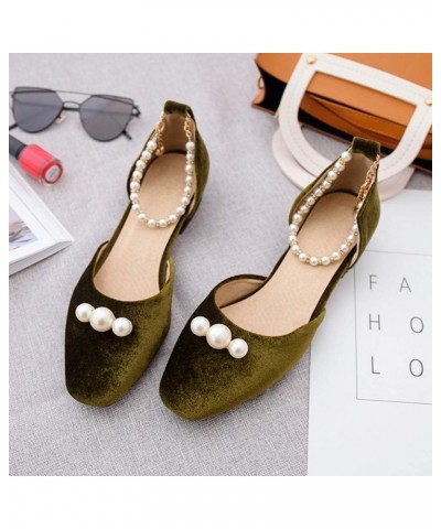 Women Elegant Sandals Pumps with Low Block Heel and Beaded Green $27.72 Sandals