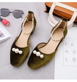 Women Elegant Sandals Pumps with Low Block Heel and Beaded Green $27.72 Sandals