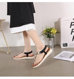 Women's Summer Flat Sandals Rhinestone Flip Flops with Arch Support Bohemia Beach Sandal Ladies Travel Walking Shoes Comfort ...