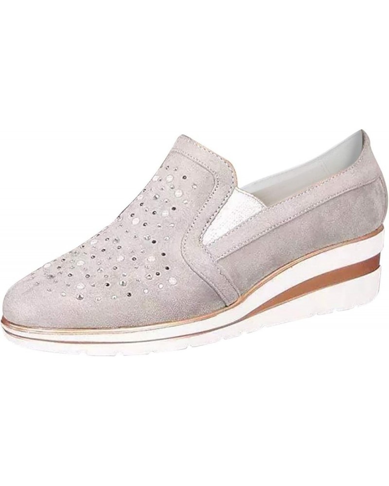 Flat Shoes for Women Foldable Women Casual Shoes Loafers Ladies Crystal Comfort Platform Bling Shoes Women's Wedges (Pink, 7)...