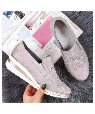 Flat Shoes for Women Foldable Women Casual Shoes Loafers Ladies Crystal Comfort Platform Bling Shoes Women's Wedges (Pink, 7)...