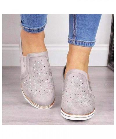 Flat Shoes for Women Foldable Women Casual Shoes Loafers Ladies Crystal Comfort Platform Bling Shoes Women's Wedges (Pink, 7)...