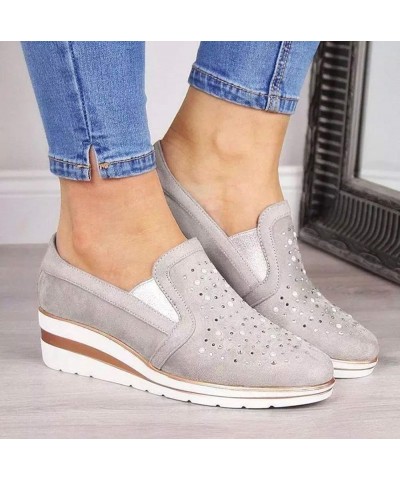 Flat Shoes for Women Foldable Women Casual Shoes Loafers Ladies Crystal Comfort Platform Bling Shoes Women's Wedges (Pink, 7)...