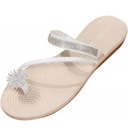 Silver Sandals Women Mules Flats Women Flip Flops Size 10 Slides For Women Mini Platform Women Wedge Boots High Heeled White-...