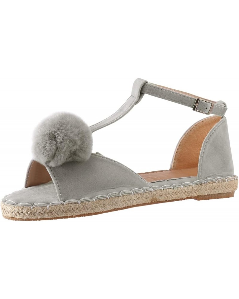 Wedge Sandals for Women Shoes Ladies Shoes Fashion Flat Fish Toe Sandals Espadrille Flat Plus Size Sandals (Grey, 6.5) 9 Grey...