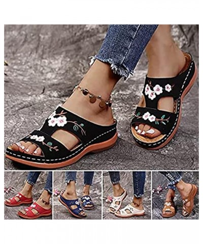 Sandals for Women Casual Summer Wedge Sandals Platform Wedge Sandals Open Toe Buckle Strap Sandals Elegant Shoes,Brown,US11/E...