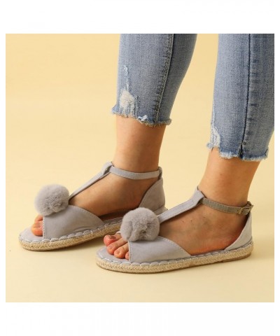 Wedge Sandals for Women Shoes Ladies Shoes Fashion Flat Fish Toe Sandals Espadrille Flat Plus Size Sandals (Grey, 6.5) 9 Grey...