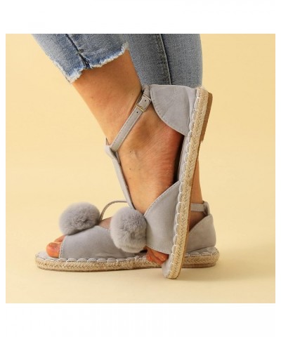 Wedge Sandals for Women Shoes Ladies Shoes Fashion Flat Fish Toe Sandals Espadrille Flat Plus Size Sandals (Grey, 6.5) 9 Grey...