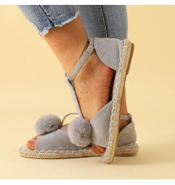 Wedge Sandals for Women Shoes Ladies Shoes Fashion Flat Fish Toe Sandals Espadrille Flat Plus Size Sandals (Grey, 6.5) 9 Grey...