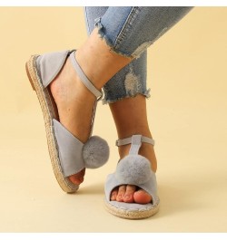 Wedge Sandals for Women Shoes Ladies Shoes Fashion Flat Fish Toe Sandals Espadrille Flat Plus Size Sandals (Grey, 6.5) 9 Grey...