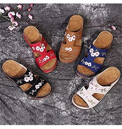 Sandals for Women Casual Summer Wedge Sandals Platform Wedge Sandals Open Toe Buckle Strap Sandals Elegant Shoes,Brown,US11/E...