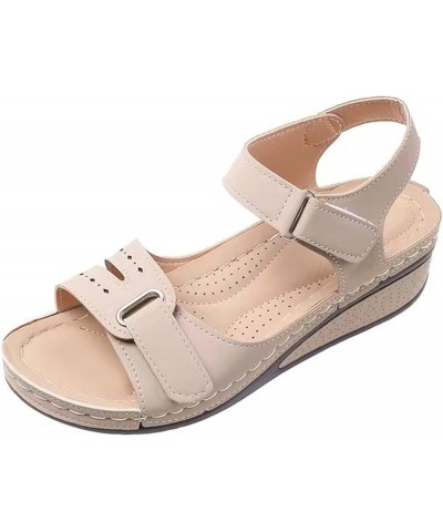 Sandals for Women Wedge Premium Orthopedic Open Toe Sandlas Anti-Slip Ladies Arch Support Sandals Summer Hook and Loop Comfy ...