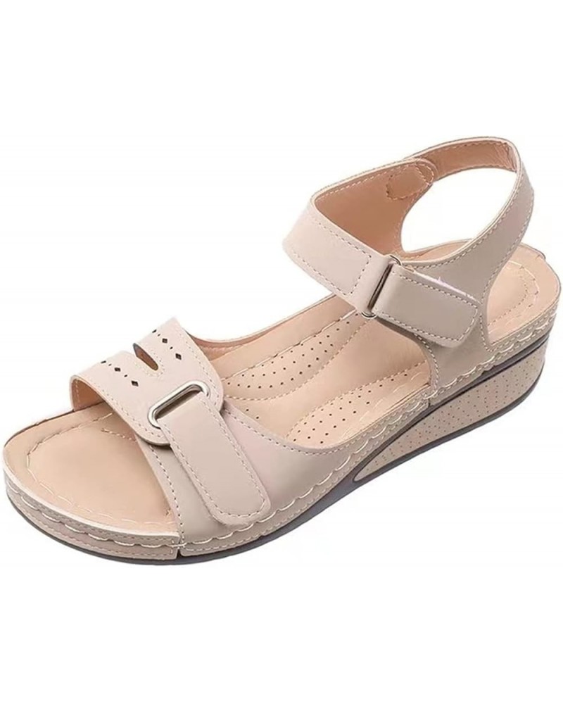 Sandals for Women Wedge Premium Orthopedic Open Toe Sandlas Anti-Slip Ladies Arch Support Sandals Summer Hook and Loop Comfy ...