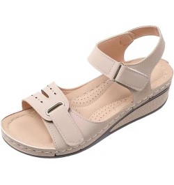 Sandals for Women Wedge Premium Orthopedic Open Toe Sandlas Anti-Slip Ladies Arch Support Sandals Summer Hook and Loop Comfy ...