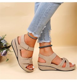 Sandals for Women Wedge Premium Orthopedic Open Toe Sandlas Anti-Slip Ladies Arch Support Sandals Summer Hook and Loop Comfy ...