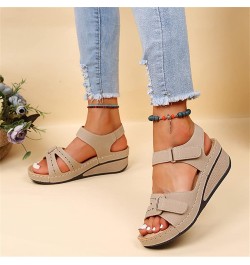 Sandals for Women Wedge Premium Orthopedic Open Toe Sandlas Anti-Slip Ladies Arch Support Sandals Summer Hook and Loop Comfy ...