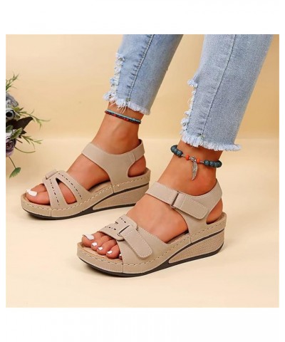 Sandals for Women Wedge Premium Orthopedic Open Toe Sandlas Anti-Slip Ladies Arch Support Sandals Summer Hook and Loop Comfy ...