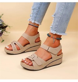 Sandals for Women Wedge Premium Orthopedic Open Toe Sandlas Anti-Slip Ladies Arch Support Sandals Summer Hook and Loop Comfy ...