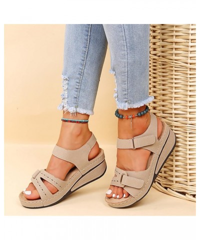 Sandals for Women Wedge Premium Orthopedic Open Toe Sandlas Anti-Slip Ladies Arch Support Sandals Summer Hook and Loop Comfy ...