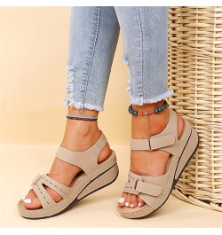 Sandals for Women Wedge Premium Orthopedic Open Toe Sandlas Anti-Slip Ladies Arch Support Sandals Summer Hook and Loop Comfy ...