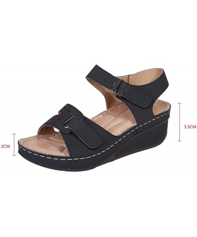 Sandals for Women Wedge Premium Orthopedic Open Toe Sandlas Anti-Slip Ladies Arch Support Sandals Summer Hook and Loop Comfy ...