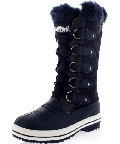 Women's Nylon Tall Winter Snow Boot Navy $20.25 Boots