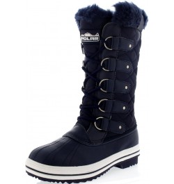 Women's Nylon Tall Winter Snow Boot Navy $20.25 Boots