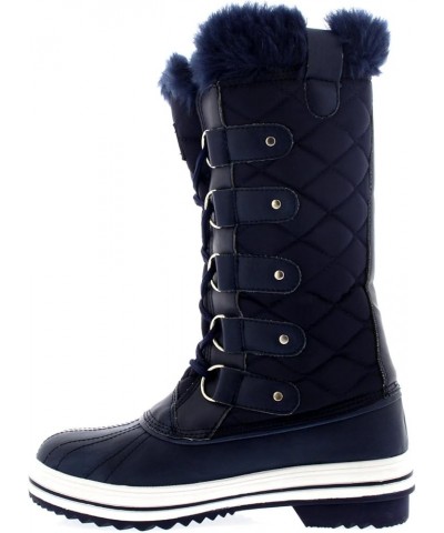 Women's Nylon Tall Winter Snow Boot Navy $20.25 Boots