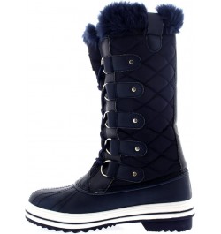 Women's Nylon Tall Winter Snow Boot Navy $20.25 Boots