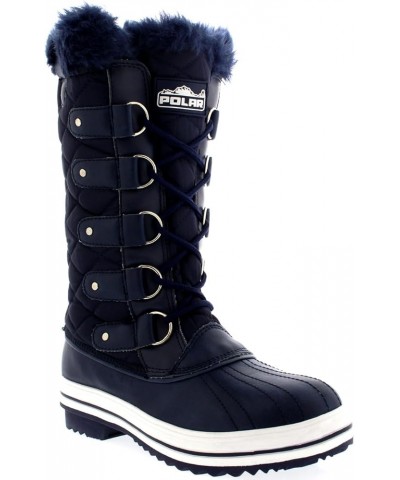 Women's Nylon Tall Winter Snow Boot Navy $20.25 Boots