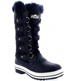 Women's Nylon Tall Winter Snow Boot Navy $20.25 Boots