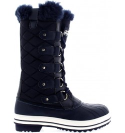 Women's Nylon Tall Winter Snow Boot Navy $20.25 Boots