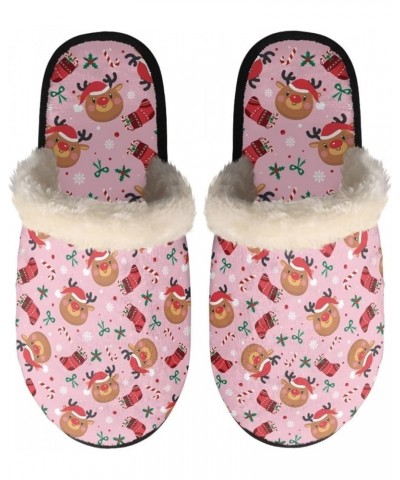 Slippers for Women Mens Winter Warm Home Slippers Soft Cotton Slippers for Indoor Bedoorm Shoes Christmas Deer Pink $10.12 Sl...