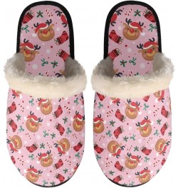 Slippers for Women Mens Winter Warm Home Slippers Soft Cotton Slippers for Indoor Bedoorm Shoes Christmas Deer Pink $10.12 Sl...