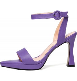 Womens Dress Ankle Wrap Open Toe Solid Party Matte Buckle Spool High Heel Heeled Sandals 4 Inch Lavender $34.84 Sandals