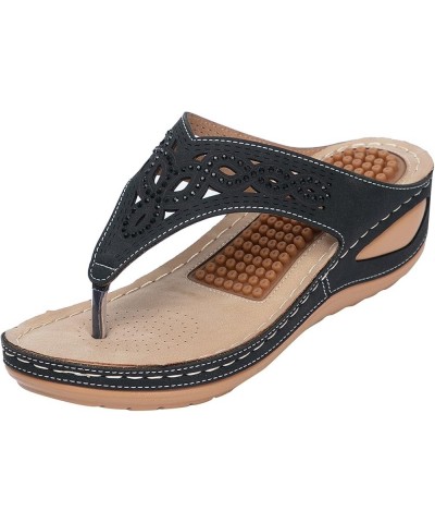 CsgrFagr Flip Flops Sandals For Women With Arch Support For Comfortable Walk Summer Wedge Wide Hiking Sandals Black $18.63 At...