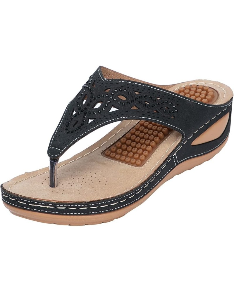 CsgrFagr Flip Flops Sandals For Women With Arch Support For Comfortable Walk Summer Wedge Wide Hiking Sandals Black $18.63 At...