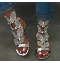 Sandals for Women Rhinestone Butterfly Flat Gladiator Sandal Womens Sparkly Bling Dress Sandals Casual Summer Open Toe Buckle...