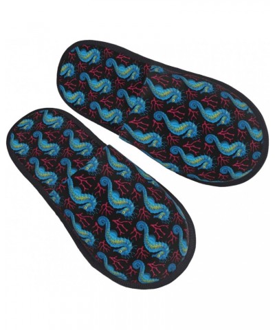 Blue Seahorse Print Women'S Cozy Life No Slip Slippers Accessory-Medium $12.68 Slippers