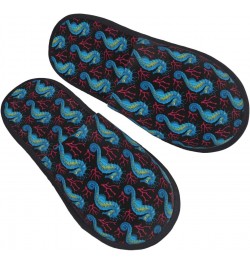 Blue Seahorse Print Women'S Cozy Life No Slip Slippers Accessory-Medium $12.68 Slippers