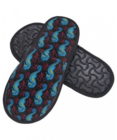 Blue Seahorse Print Women'S Cozy Life No Slip Slippers Accessory-Medium $12.68 Slippers