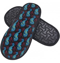 Blue Seahorse Print Women'S Cozy Life No Slip Slippers Accessory-Medium $12.68 Slippers