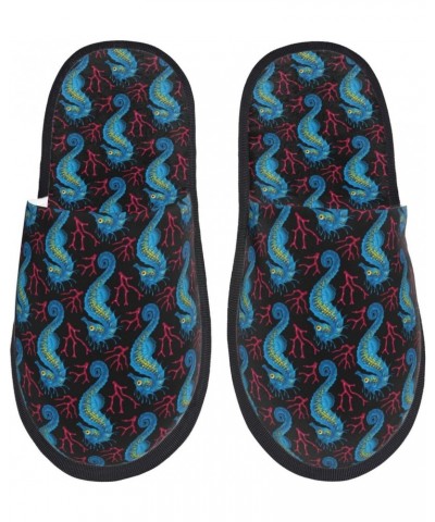 Blue Seahorse Print Women'S Cozy Life No Slip Slippers Accessory-Medium $12.68 Slippers