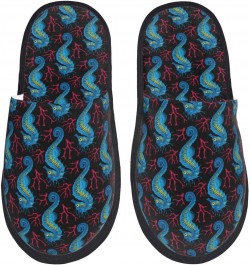 Blue Seahorse Print Women'S Cozy Life No Slip Slippers Accessory-Medium $12.68 Slippers