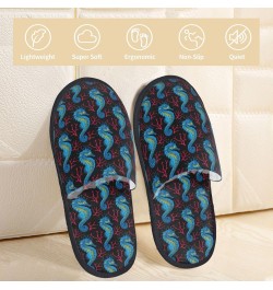 Blue Seahorse Print Women'S Cozy Life No Slip Slippers Accessory-Medium $12.68 Slippers