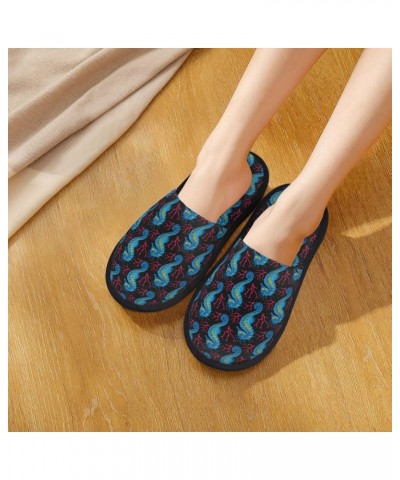 Blue Seahorse Print Women'S Cozy Life No Slip Slippers Accessory-Medium $12.68 Slippers