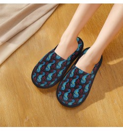 Blue Seahorse Print Women'S Cozy Life No Slip Slippers Accessory-Medium $12.68 Slippers